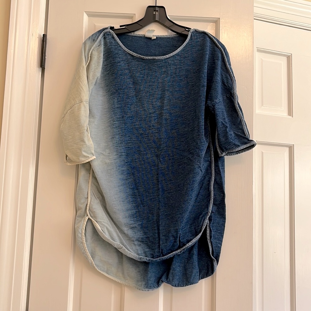 denim wash ombre top in size S